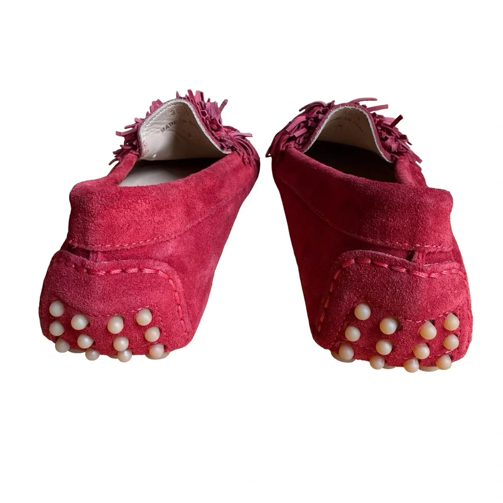 M. Gemi Italy Red Driving Loafers Flats Slip On Suede Leather Shoes 36.5 / 6 .5